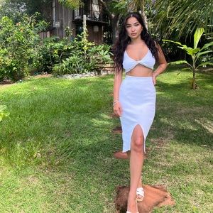 White summer set of skirt and a top